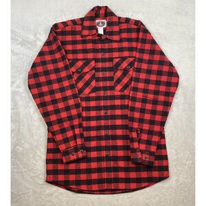 Johnson Woolen Mills Red & Black Buffalo Check Flannel Shirt Medium Made In USA
